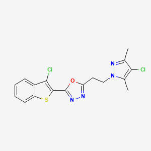 2-(3-chloro-1-benzothiophen-2-yl)-5-[2-(4-chloro-3,5-dimethyl-1H-pyrazol-1-yl)ethyl]-1,3,4-oxadiazole