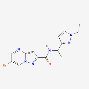 molecular formula C14H15BrN6O B10946737 6-bromo-N-[1-(1-ethyl-1H-pyrazol-3-yl)ethyl]pyrazolo[1,5-a]pyrimidine-2-carboxamide 