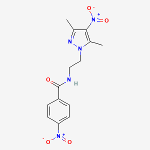 molecular formula C14H15N5O5 B10946744 N-[2-(3,5-dimethyl-4-nitro-1H-pyrazol-1-yl)ethyl]-4-nitrobenzamide 