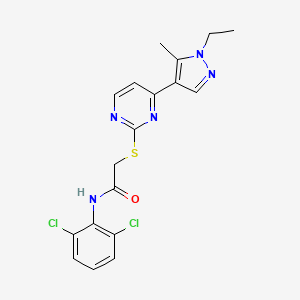 N-(2,6-dichlorophenyl)-2-{[4-(1-ethyl-5-methyl-1H-pyrazol-4-yl)pyrimidin-2-yl]sulfanyl}acetamide