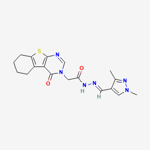 N'-[(E)-(1,3-dimethyl-1H-pyrazol-4-yl)methylidene]-2-(4-oxo-5,6,7,8-tetrahydro[1]benzothieno[2,3-d]pyrimidin-3(4H)-yl)acetohydrazide