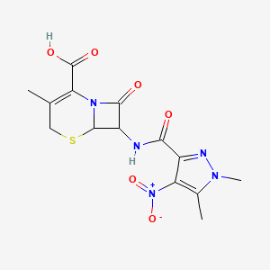 7-{[(1,5-dimethyl-4-nitro-1H-pyrazol-3-yl)carbonyl]amino}-3-methyl-8-oxo-5-thia-1-azabicyclo[4.2.0]oct-2-ene-2-carboxylic acid