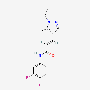 molecular formula C15H15F2N3O B10946825 (2E)-N-(3,4-difluorophenyl)-3-(1-ethyl-5-methyl-1H-pyrazol-4-yl)prop-2-enamide 