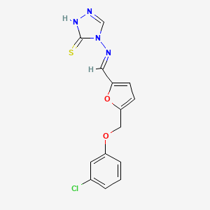 molecular formula C14H11ClN4O2S B10946845 4-{[(E)-{5-[(3-chlorophenoxy)methyl]furan-2-yl}methylidene]amino}-4H-1,2,4-triazole-3-thiol 