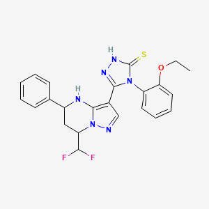 molecular formula C23H22F2N6OS B10946864 5-[7-(difluoromethyl)-5-phenyl-4,5,6,7-tetrahydropyrazolo[1,5-a]pyrimidin-3-yl]-4-(2-ethoxyphenyl)-4H-1,2,4-triazole-3-thiol 