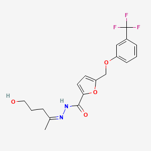 N'-[(2Z)-5-hydroxypentan-2-ylidene]-5-{[3-(trifluoromethyl)phenoxy]methyl}furan-2-carbohydrazide