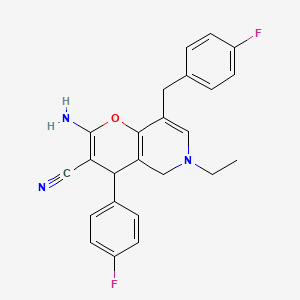 molecular formula C24H21F2N3O B10946915 2-amino-6-ethyl-8-(4-fluorobenzyl)-4-(4-fluorophenyl)-5,6-dihydro-4H-pyrano[3,2-c]pyridine-3-carbonitrile 