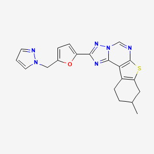 molecular formula C20H18N6OS B10946933 9-Methyl-2-[5-(1H-pyrazol-1-ylmethyl)-2-furyl]-8,9,10,11-tetrahydro[1]benzothieno[3,2-E][1,2,4]triazolo[1,5-C]pyrimidine 