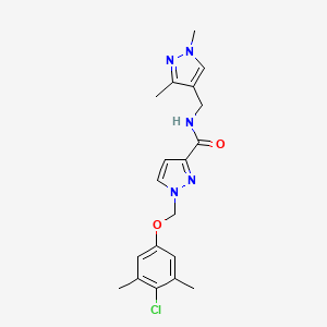 molecular formula C19H22ClN5O2 B10946939 1-[(4-chloro-3,5-dimethylphenoxy)methyl]-N-[(1,3-dimethyl-1H-pyrazol-4-yl)methyl]-1H-pyrazole-3-carboxamide 