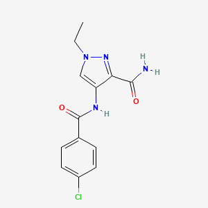 molecular formula C13H13ClN4O2 B10946945 4-{[(4-chlorophenyl)carbonyl]amino}-1-ethyl-1H-pyrazole-3-carboxamide 