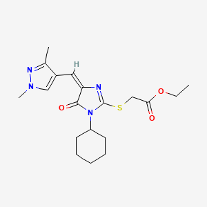 ethyl ({(4E)-1-cyclohexyl-4-[(1,3-dimethyl-1H-pyrazol-4-yl)methylidene]-5-oxo-4,5-dihydro-1H-imidazol-2-yl}sulfanyl)acetate