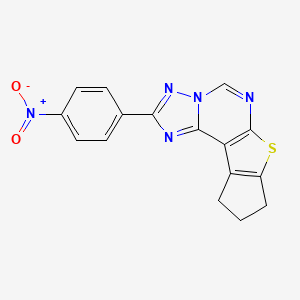 molecular formula C16H11N5O2S B10946960 2-(4-nitrophenyl)-9,10-dihydro-8H-cyclopenta[4,5]thieno[3,2-e][1,2,4]triazolo[1,5-c]pyrimidine 