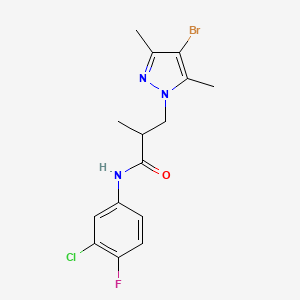 3-(4-bromo-3,5-dimethyl-1H-pyrazol-1-yl)-N-(3-chloro-4-fluorophenyl)-2-methylpropanamide