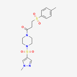 molecular formula C18H24N4O5S2 B10946968 3-[(4-methylphenyl)sulfonyl]-1-{4-[(1-methyl-1H-pyrazol-4-yl)sulfonyl]piperazin-1-yl}propan-1-one 