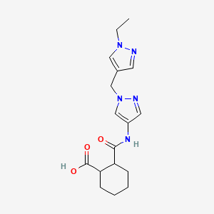 molecular formula C17H23N5O3 B10946970 2-({1-[(1-ethyl-1H-pyrazol-4-yl)methyl]-1H-pyrazol-4-yl}carbamoyl)cyclohexanecarboxylic acid 