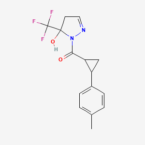 molecular formula C15H15F3N2O2 B10946990 [5-hydroxy-5-(trifluoromethyl)-4,5-dihydro-1H-pyrazol-1-yl][2-(4-methylphenyl)cyclopropyl]methanone 