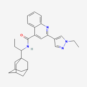 molecular formula C28H34N4O B10946994 N-[1-(1-Adamantyl)propyl]-2-(1-ethyl-1H-pyrazol-4-YL)-4-quinolinecarboxamide 