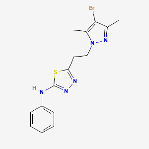 molecular formula C15H16BrN5S B10947006 5-[2-(4-bromo-3,5-dimethyl-1H-pyrazol-1-yl)ethyl]-N-phenyl-1,3,4-thiadiazol-2-amine 