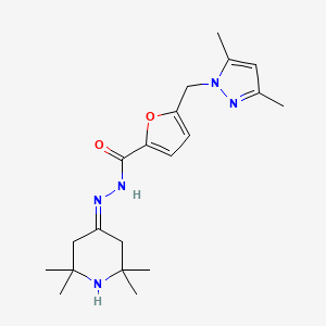 molecular formula C20H29N5O2 B10947032 5-[(3,5-dimethyl-1H-pyrazol-1-yl)methyl]-N'-(2,2,6,6-tetramethylpiperidin-4-ylidene)furan-2-carbohydrazide 