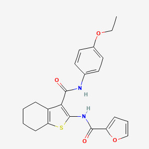 molecular formula C22H22N2O4S B10947052 N-{3-[(4-ethoxyphenyl)carbamoyl]-4,5,6,7-tetrahydro-1-benzothiophen-2-yl}furan-2-carboxamide 