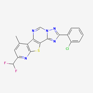 4-(2-chlorophenyl)-13-(difluoromethyl)-11-methyl-16-thia-3,5,6,8,14-pentazatetracyclo[7.7.0.02,6.010,15]hexadeca-1(9),2,4,7,10(15),11,13-heptaene