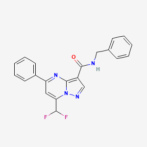 molecular formula C21H16F2N4O B10947054 N-benzyl-7-(difluoromethyl)-5-phenylpyrazolo[1,5-a]pyrimidine-3-carboxamide 