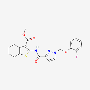 molecular formula C21H20FN3O4S B10947079 methyl 2-[({1-[(2-fluorophenoxy)methyl]-1H-pyrazol-3-yl}carbonyl)amino]-4,5,6,7-tetrahydro-1-benzothiophene-3-carboxylate 