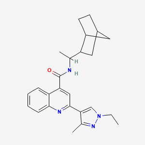 molecular formula C25H30N4O B10947092 N-[1-(bicyclo[2.2.1]hept-2-yl)ethyl]-2-(1-ethyl-3-methyl-1H-pyrazol-4-yl)quinoline-4-carboxamide 