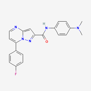 molecular formula C21H18FN5O B10947101 N-[4-(dimethylamino)phenyl]-7-(4-fluorophenyl)pyrazolo[1,5-a]pyrimidine-2-carboxamide 