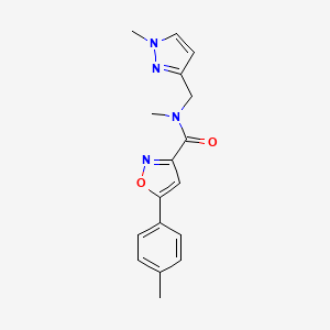 molecular formula C17H18N4O2 B10947109 N-methyl-5-(4-methylphenyl)-N-[(1-methyl-1H-pyrazol-3-yl)methyl]-1,2-oxazole-3-carboxamide 