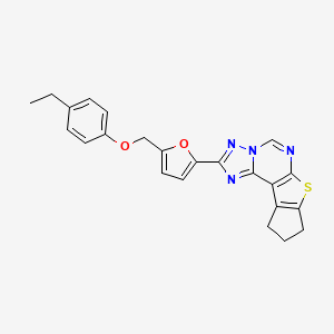 molecular formula C23H20N4O2S B10947117 2-{5-[(4-ethylphenoxy)methyl]furan-2-yl}-9,10-dihydro-8H-cyclopenta[4,5]thieno[3,2-e][1,2,4]triazolo[1,5-c]pyrimidine 