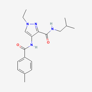 molecular formula C18H24N4O2 B10947125 1-ethyl-4-{[(4-methylphenyl)carbonyl]amino}-N-(2-methylpropyl)-1H-pyrazole-3-carboxamide 