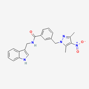 3-[(3,5-dimethyl-4-nitro-1H-pyrazol-1-yl)methyl]-N-(1H-indol-3-ylmethyl)benzamide