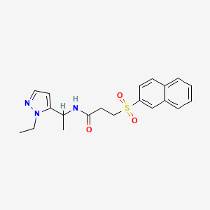 molecular formula C20H23N3O3S B10947153 N-[1-(1-ethyl-1H-pyrazol-5-yl)ethyl]-3-(naphthalen-2-ylsulfonyl)propanamide 