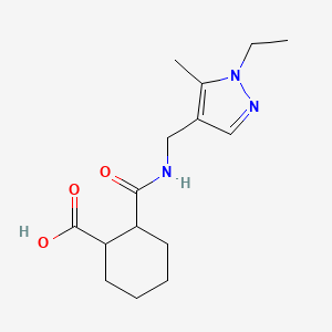 molecular formula C15H23N3O3 B10947174 2-{[(1-ethyl-5-methyl-1H-pyrazol-4-yl)methyl]carbamoyl}cyclohexanecarboxylic acid 