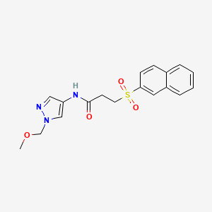 molecular formula C18H19N3O4S B10947178 N-[1-(methoxymethyl)-1H-pyrazol-4-yl]-3-(naphthalen-2-ylsulfonyl)propanamide 