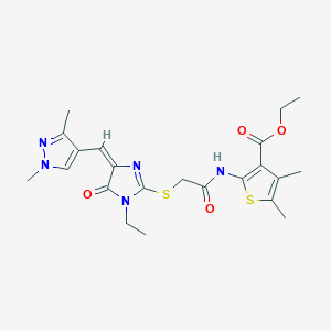 ethyl 2-{[({(4E)-4-[(1,3-dimethyl-1H-pyrazol-4-yl)methylidene]-1-ethyl-5-oxo-4,5-dihydro-1H-imidazol-2-yl}sulfanyl)acetyl]amino}-4,5-dimethylthiophene-3-carboxylate