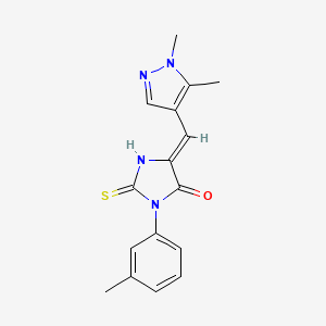 molecular formula C16H16N4OS B10947217 (5Z)-5-[(1,5-dimethyl-1H-pyrazol-4-yl)methylidene]-3-(3-methylphenyl)-2-thioxoimidazolidin-4-one 