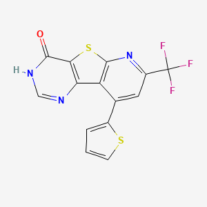 molecular formula C14H6F3N3OS2 B10947231 13-thiophen-2-yl-11-(trifluoromethyl)-8-thia-3,5,10-triazatricyclo[7.4.0.02,7]trideca-1(9),2(7),3,10,12-pentaen-6-one 