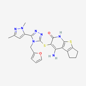 4-amino-3-{[5-(1,3-dimethyl-1H-pyrazol-5-yl)-4-(2-furylmethyl)-4H-1,2,4-triazol-3-yl]sulfanyl}-6,7-dihydro-5H-cyclopenta[4,5]thieno[2,3-b]pyridin-2-ol