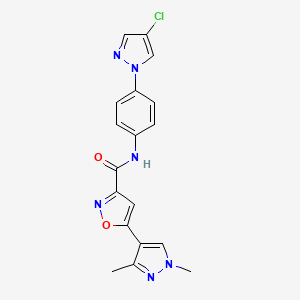 molecular formula C18H15ClN6O2 B10947251 N-[4-(4-chloro-1H-pyrazol-1-yl)phenyl]-5-(1,3-dimethyl-1H-pyrazol-4-yl)-1,2-oxazole-3-carboxamide 