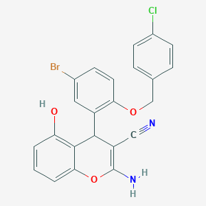 molecular formula C23H16BrClN2O3 B10947267 2-amino-4-{5-bromo-2-[(4-chlorobenzyl)oxy]phenyl}-5-hydroxy-4H-chromene-3-carbonitrile 