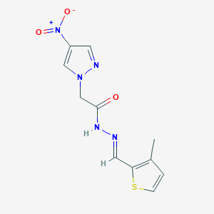 molecular formula C11H11N5O3S B10947275 N'-[(E)-(3-methylthiophen-2-yl)methylidene]-2-(4-nitro-1H-pyrazol-1-yl)acetohydrazide 