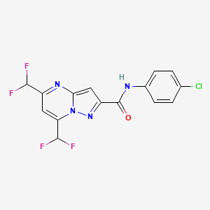 molecular formula C15H9ClF4N4O B10947279 N-(4-chlorophenyl)-5,7-bis(difluoromethyl)pyrazolo[1,5-a]pyrimidine-2-carboxamide 