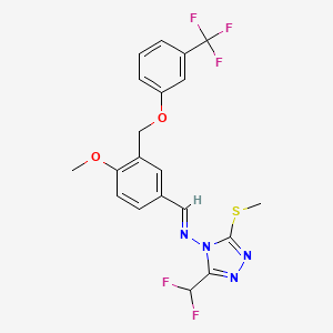 3-(difluoromethyl)-N-[(E)-(4-methoxy-3-{[3-(trifluoromethyl)phenoxy]methyl}phenyl)methylidene]-5-(methylsulfanyl)-4H-1,2,4-triazol-4-amine