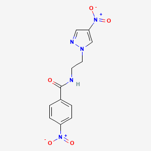 molecular formula C12H11N5O5 B10947346 4-nitro-N-[2-(4-nitro-1H-pyrazol-1-yl)ethyl]benzamide 