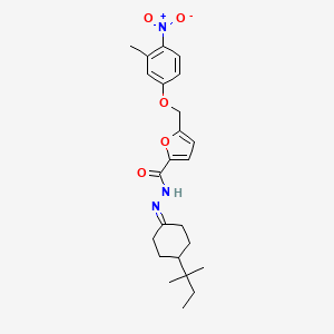 molecular formula C24H31N3O5 B10947358 N'-[4-(2-methylbutan-2-yl)cyclohexylidene]-5-[(3-methyl-4-nitrophenoxy)methyl]furan-2-carbohydrazide 