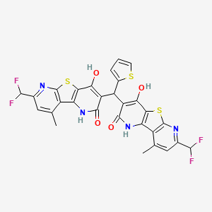 11-(difluoromethyl)-5-[[11-(difluoromethyl)-6-hydroxy-13-methyl-4-oxo-8-thia-3,10-diazatricyclo[7.4.0.02,7]trideca-1(9),2(7),5,10,12-pentaen-5-yl]-thiophen-2-ylmethyl]-6-hydroxy-13-methyl-8-thia-3,10-diazatricyclo[7.4.0.02,7]trideca-1(9),2(7),5,10,12-pentaen-4-one