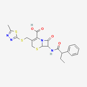 3-{[(5-Methyl-1,3,4-thiadiazol-2-yl)sulfanyl]methyl}-8-oxo-7-[(2-phenylbutanoyl)amino]-5-thia-1-azabicyclo[4.2.0]oct-2-ene-2-carboxylic acid