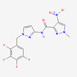 molecular formula C15H10F4N6O3 B10947395 1-methyl-4-nitro-N-[1-(2,3,4,5-tetrafluorobenzyl)-1H-pyrazol-3-yl]-1H-pyrazole-3-carboxamide 